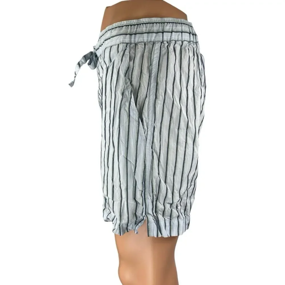 Zara Men's Blue Multicolor Striped Drawstring Straight Casual Shorts Size L